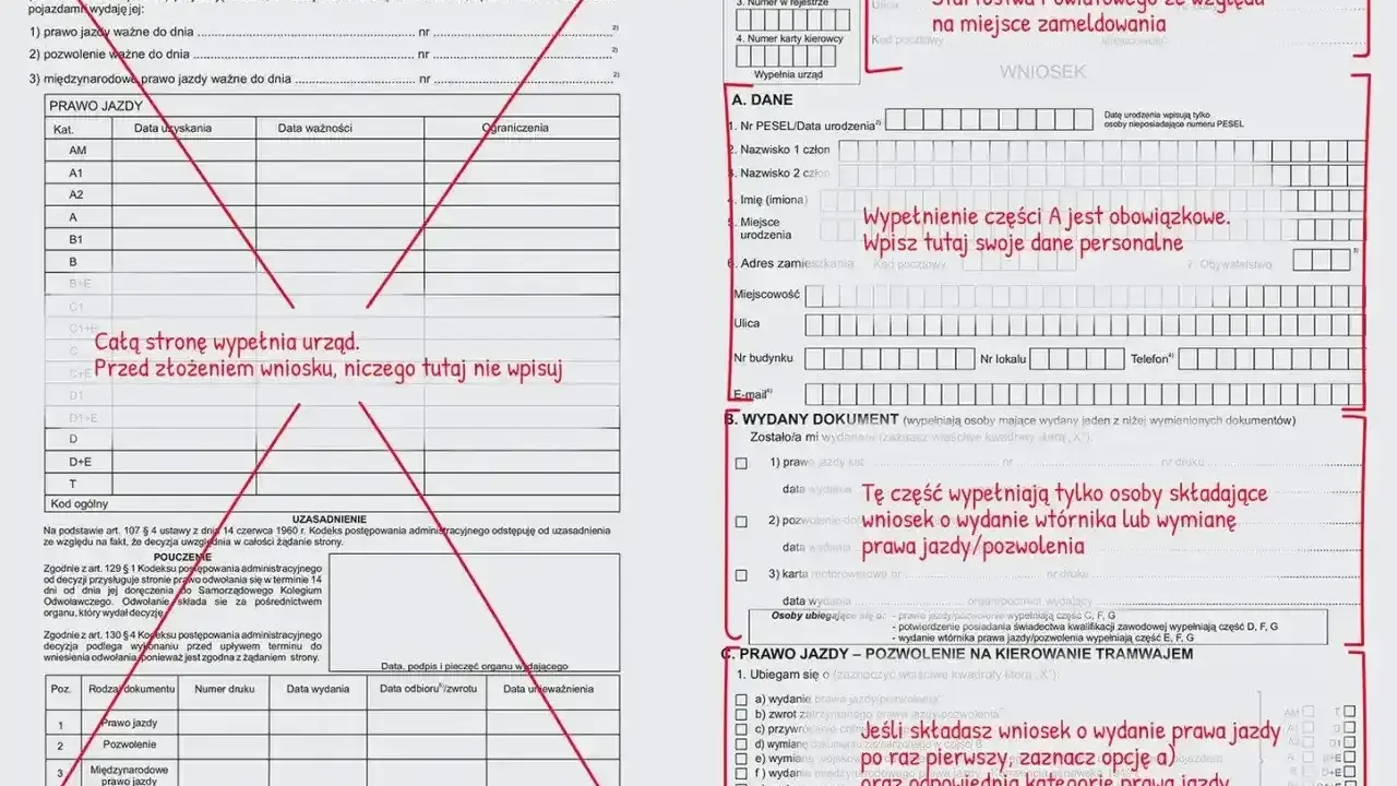 Wniosek o wydanie prawa jazdy. Wypełnij dane osobowe, jeśli składasz wniosek o wydanie prawa jazdy po raz pierwszy.