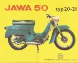 Jawa 50 typ 20-21, błękitny motorower z lat 60. na żółtym tle.