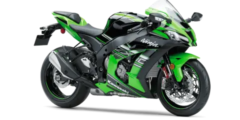 Zielony motocykl Kawasaki ZX-10R Ninja. Sprawdź kawasaki zx-10r dane techniczne, aby poznać jego moc i osiągi.