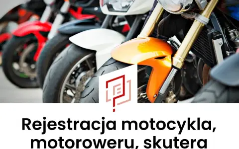 Rząd motocykli, w tym pomarańczowy, biały i czerwony. Pomoc w rejestracji motocykla po terminie.