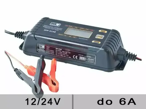 Inteligentna ładowarka MW-SC6B do akumulatorów 12V/24V, w tym AGM, z prądem do 6A.