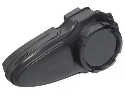 Czarny moduł SCSi, który jest rodzajem interkomu motocyklowego, do komunikacji podczas jazdy.