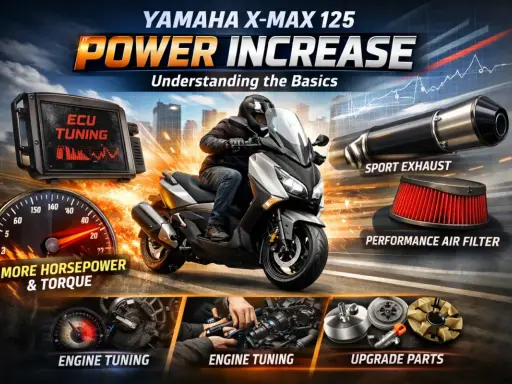 Chip tuning motocykla 125 Yamaha X-Max: ECU, sportowy wydech, filtr powietrza, więcej mocy i momentu obrotowego.