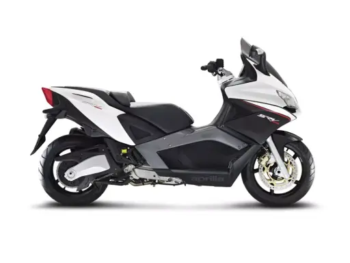 Sportowy skuter Aprilia SRV 850 w białym i czarnym malowaniu. Sprawdź aprilia srv 850 dane techniczne.