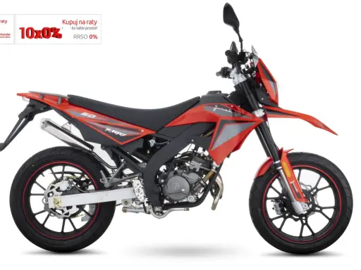 Czerwony Junak X-Ray 50 z czarnymi akcentami, idealny na raty 10x0%.