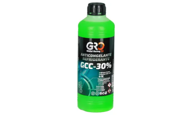 Zielony płyn chłodniczy GRD GCC-30% G-12, gotowy do użycia, chroni do -18°C. Idealny do układów aluminiowych.
