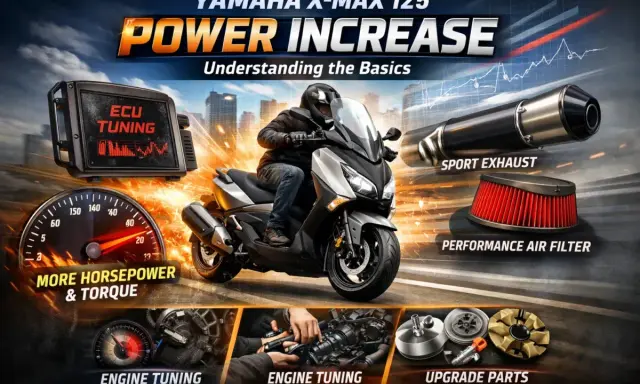 Chip tuning motocykla 125 Yamaha X-Max: ECU, sportowy wydech, filtr powietrza, więcej mocy i momentu obrotowego.