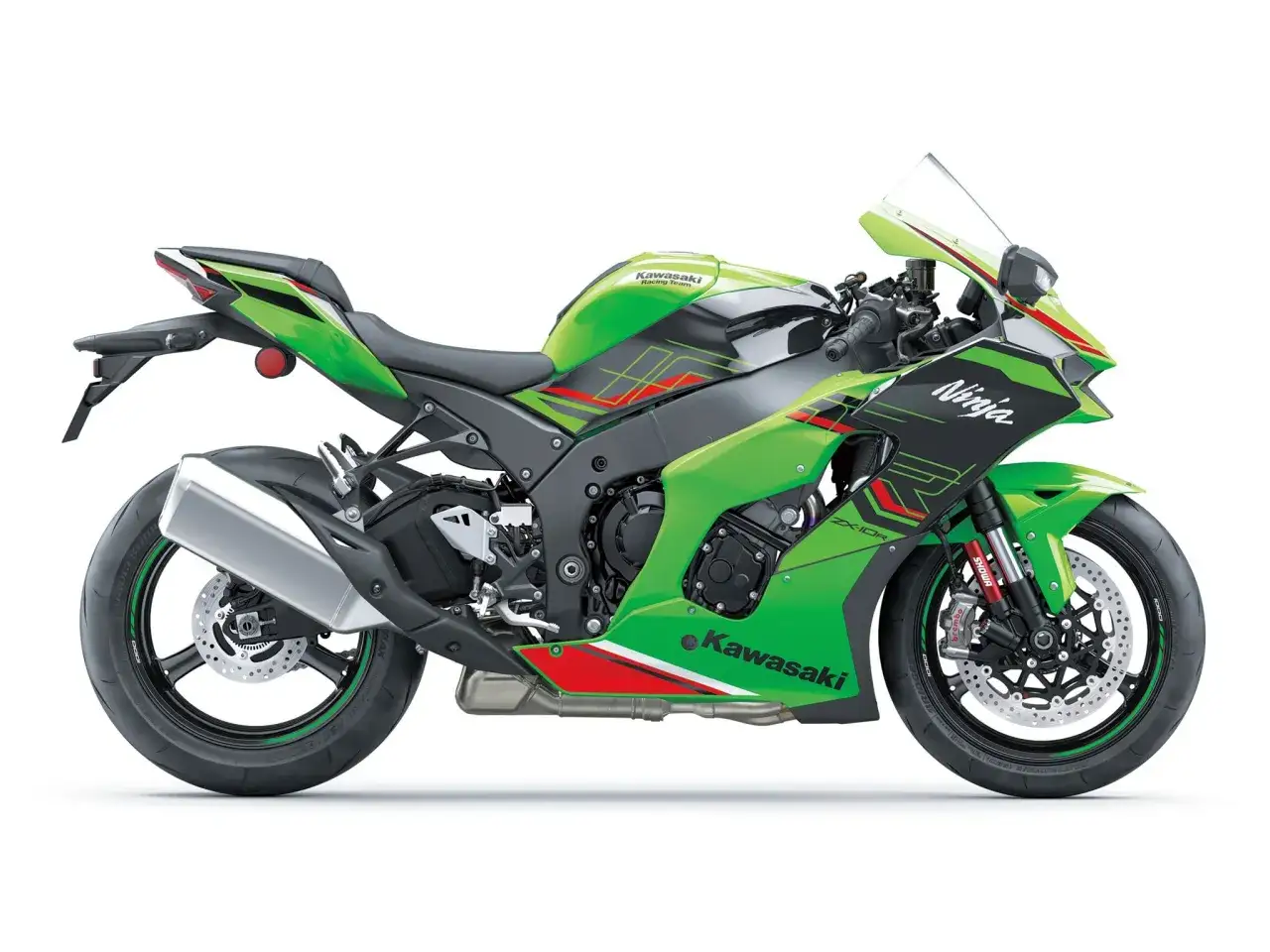 Zielony Kawasaki Ninja ZX-10R z czerwonymi i czarnymi akcentami. Poznaj jego kawasaki zx-10r dane techniczne.