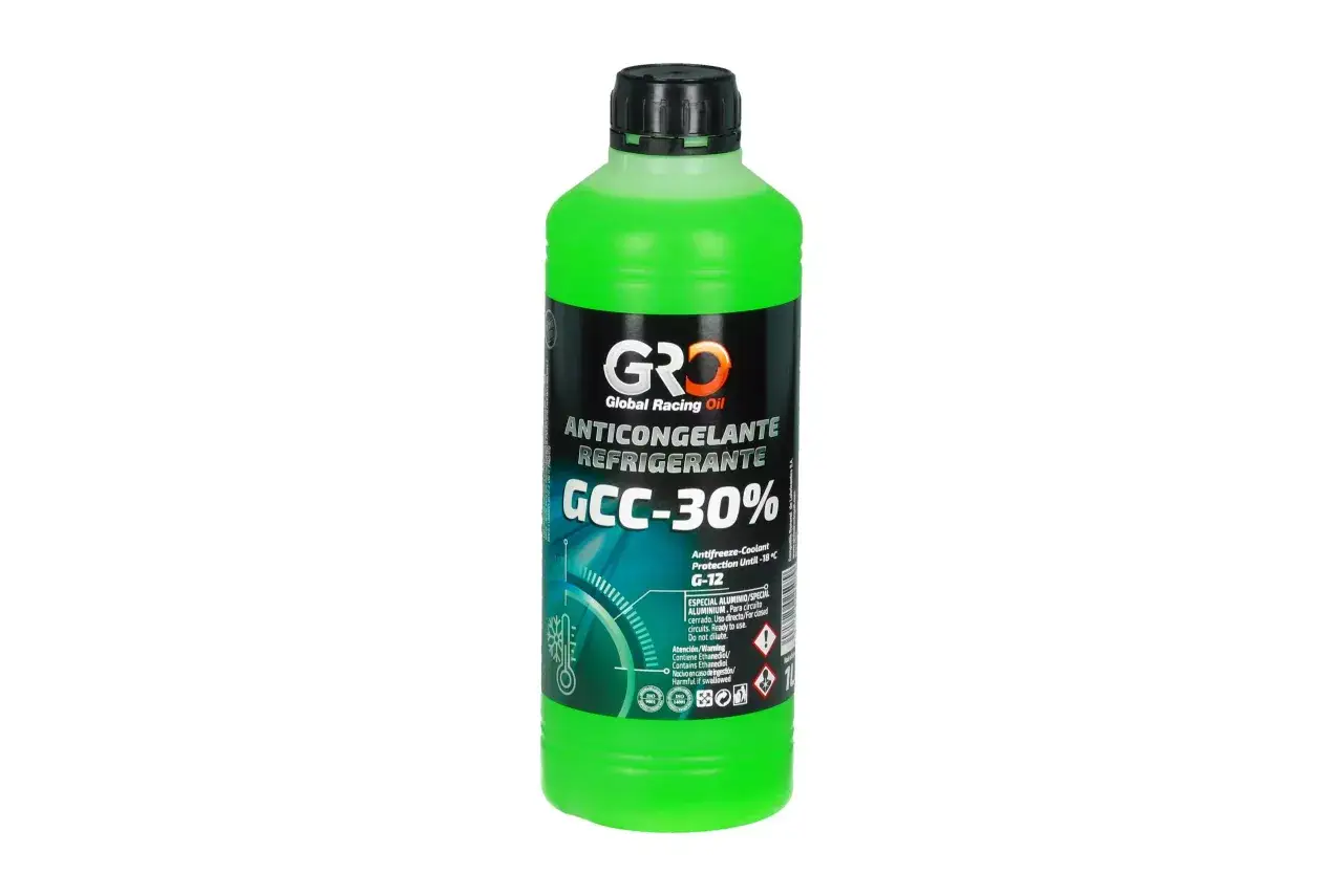 Zielony płyn chłodniczy GRD GCC-30% G-12, gotowy do użycia, chroni do -18°C. Zastanawiasz się, jaki płyn chłodniczy dolać? Ten może być odpowiedni.